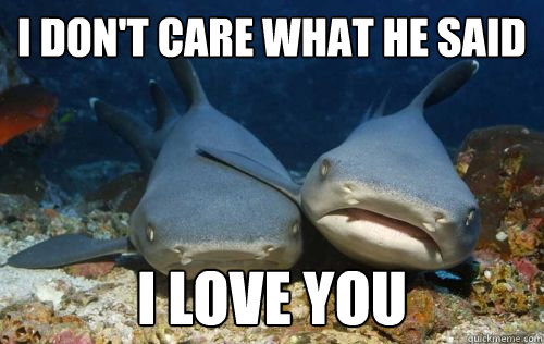 I don't care what he said i love you   Compassionate Shark Friend