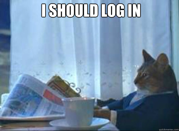 I should log in  - I should log in   I should buy a boat cat