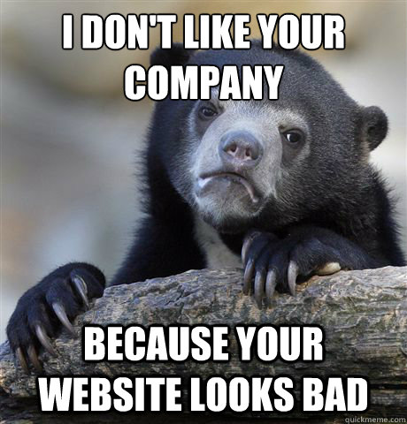 I don't like your company because your website looks bad  Confession Bear
