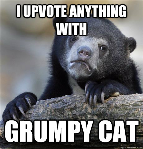 I upvote anything with grumpy cat  Confession Bear