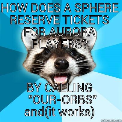 HOW DOES A SPHERE RESERVE TICKETS FOR AURORA PLAYERS? BY CALLING   