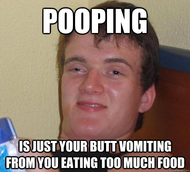 Pooping Is just your butt vomiting from you eating too much food  10 Guy