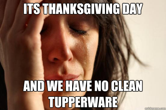 Its Thanksgiving Day And we have no clean tupperware  First World Problems