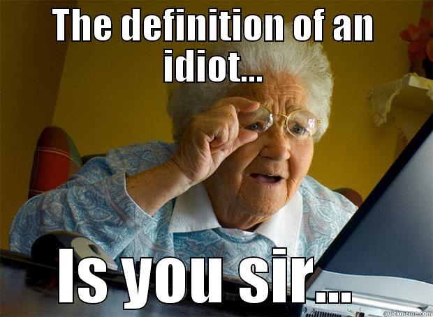 THE DEFINITION OF AN IDIOT... IS YOU SIR...  Grandma finds the Internet