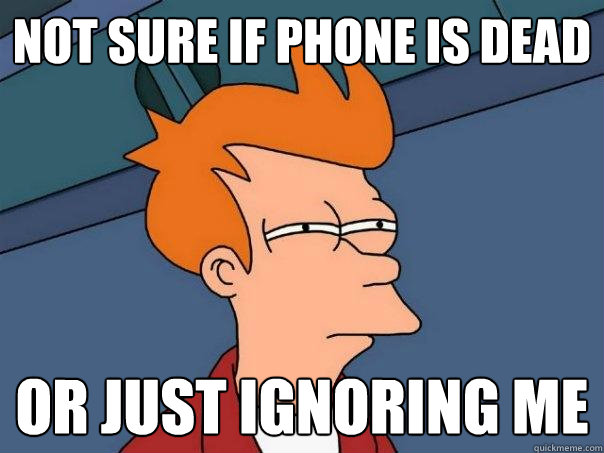 Not sure if phone is dead Or just ignoring me  Futurama Fry
