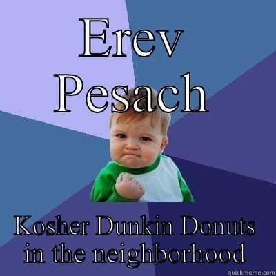 Erev Pesach donuts - EREV PESACH KOSHER DUNKIN DONUTS IN THE NEIGHBORHOOD Success Kid