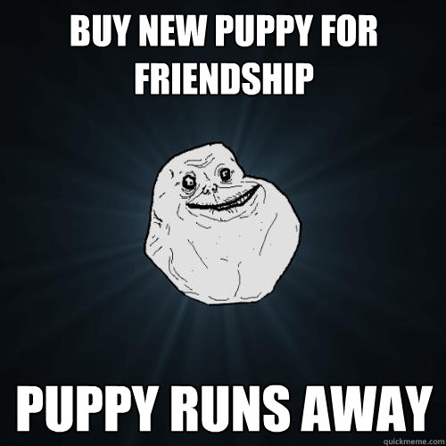 buy new puppy for friendship puppy runs away  Forever Alone