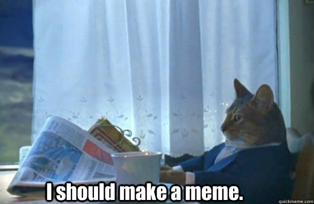I should make a meme.  Sophisticated Cat is broke