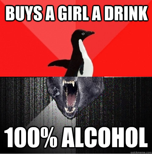 Buys a girl a drink 100% alcohol  