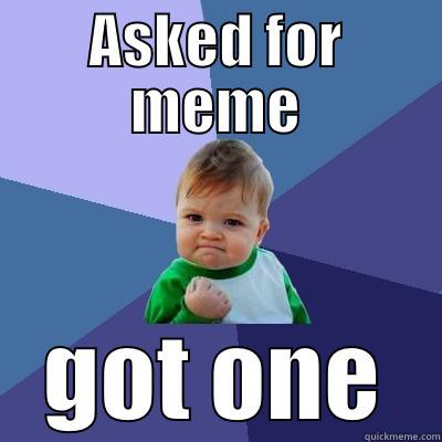 ASKED FOR MEME GOT ONE Success Kid