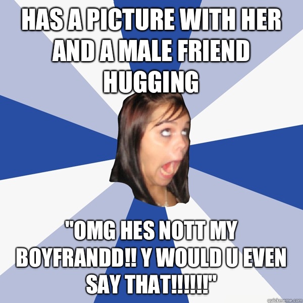 Has a picture with her and a male friend hugging 