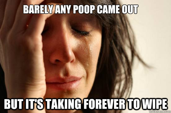 barely any poop came out but it's taking forever to wipe  First World Problems
