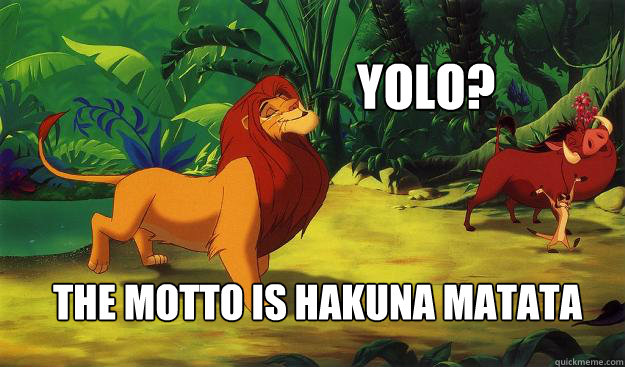 YOLO? THE MOTTO IS HAKUNA MATATA   