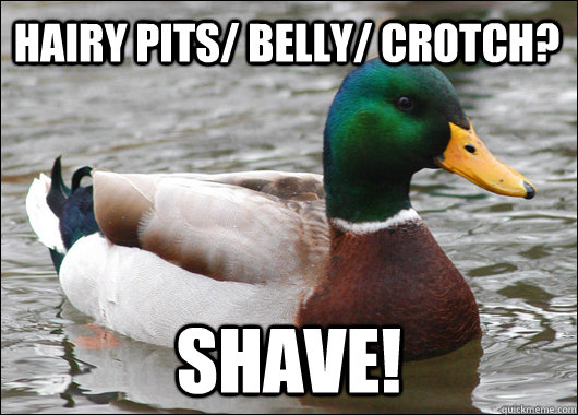 Hairy pits/ belly/ crotch? SHAVE!  Actual Advice Mallard