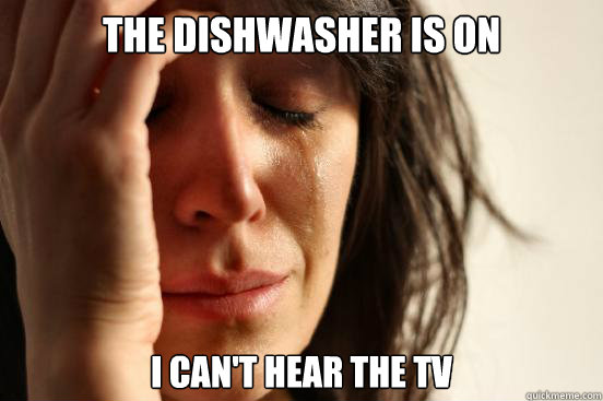 the dishwasher is on i can't hear the TV  First World Problems
