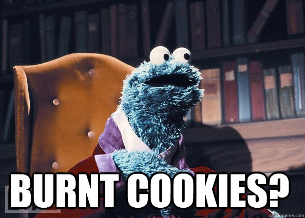  Burnt cookies?  Cookie Monster