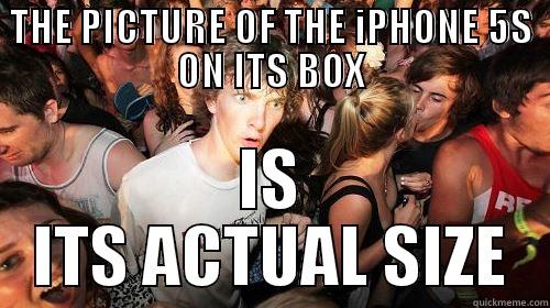 THE PICTURE OF THE IPHONE 5S ON ITS BOX IS ITS ACTUAL SIZE Suddenly Clarity Clarence