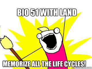 Bio 51 with Land memorize all the life cycles!   All The Things