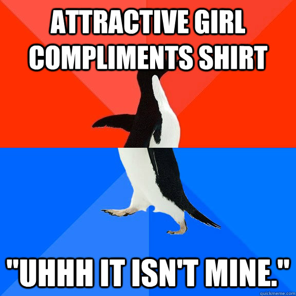 Attractive girl compliments shirt 