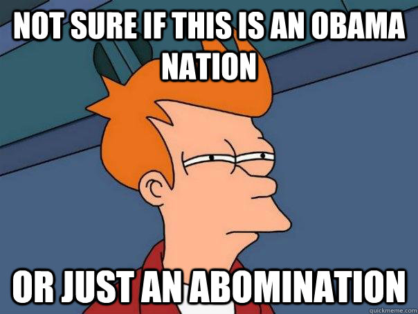 Not sure if this is an obama nation or just an abomination  Futurama Fry