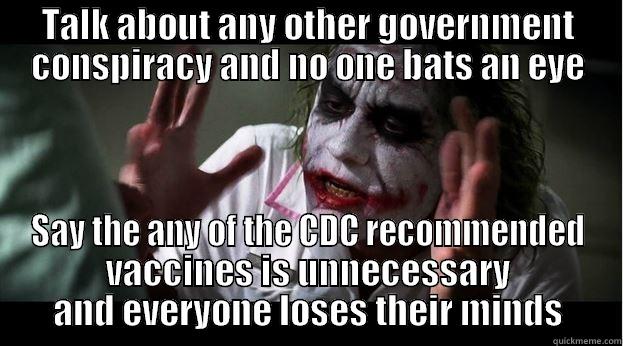 Who do you think funds the CDC? - TALK ABOUT ANY OTHER GOVERNMENT CONSPIRACY AND NO ONE BATS AN EYE SAY THE ANY OF THE CDC RECOMMENDED VACCINES IS UNNECESSARY AND EVERYONE LOSES THEIR MINDS Joker Mind Loss