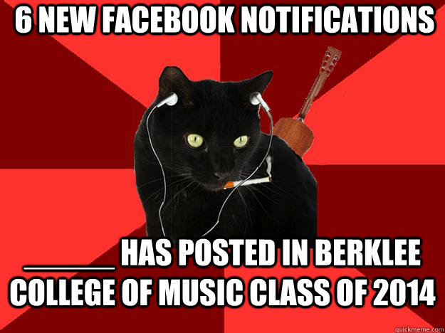 6 new facebook notifications _____ has posted in berklee college of music class of 2014   Berklee Cat