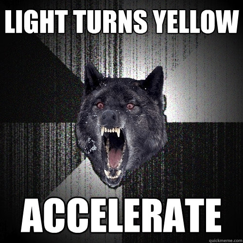 LIGHT TURNS YELLOW ACCELERATE  Insanity Wolf