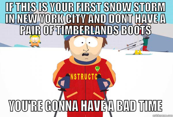 IF THIS IS YOUR FIRST SNOW STORM IN NEW YORK CITY AND DONT HAVE A PAIR OF TIMBERLANDS BOOTS YOU'RE GONNA HAVE A BAD TIME Super Cool Ski Instructor