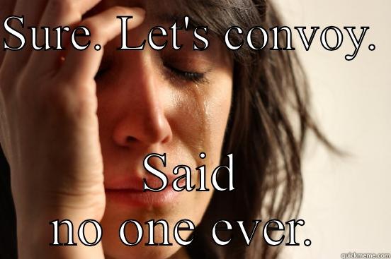 SURE. LET'S CONVOY.  SAID NO ONE EVER.  First World Problems
