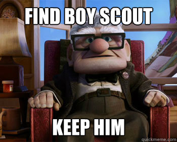 Find boy scout Keep him  Disney Logic