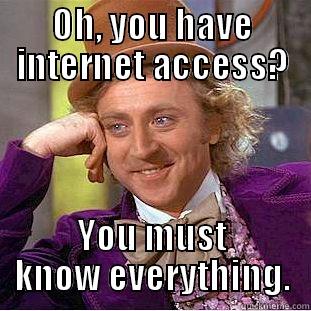 OH, YOU HAVE INTERNET ACCESS? YOU MUST KNOW EVERYTHING. Condescending Wonka