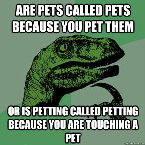 Are Pets Called pets because you pet them or is petting called petting because you are touching a pet - Are Pets Called pets because you pet them or is petting called petting because you are touching a pet  Philosoraptor