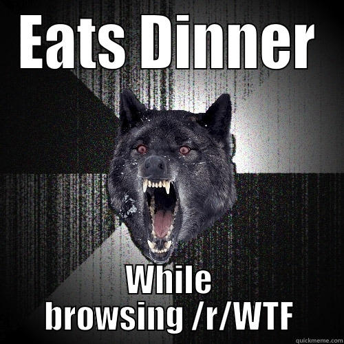 EATS DINNER WHILE BROWSING /R/WTF Insanity Wolf