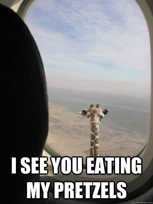  I see you eating my pretzels  