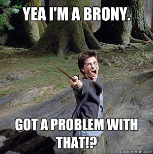 yea i'm a brony. got a problem with that!? - yea i'm a brony. got a problem with that!?  Pissed off Harry