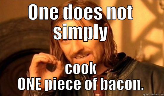 ONE DOES NOT SIMPLY COOK ONE PIECE OF BACON. Boromir