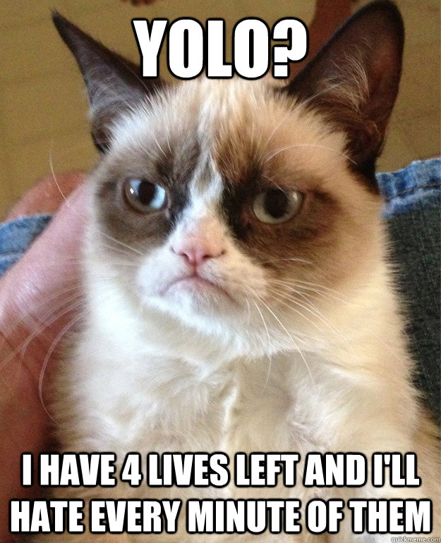 yolo? I have 4 lives left and I'll hate every minute of them - yolo? I have 4 lives left and I'll hate every minute of them  Misc