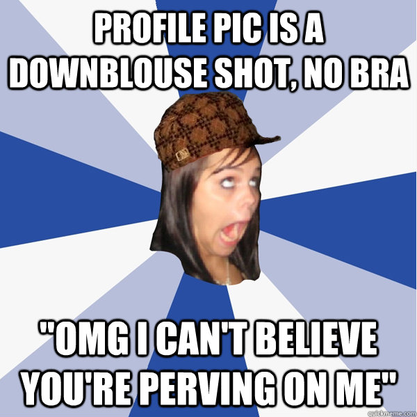 profile pic is a downblouse shot, no bra 