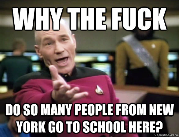 why the fuck do so many people from new york go to school here?  Annoyed Picard HD