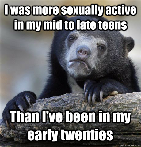 I was more sexually active in my mid to late teens Than I've been in my early twenties  Confession Bear