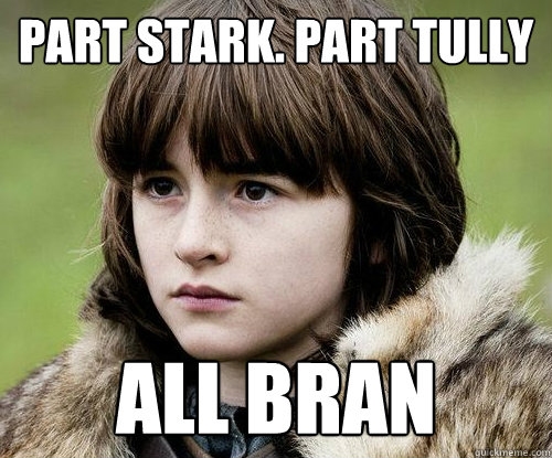 part stark. part tully all bran  Bad Luck Bran Stark
