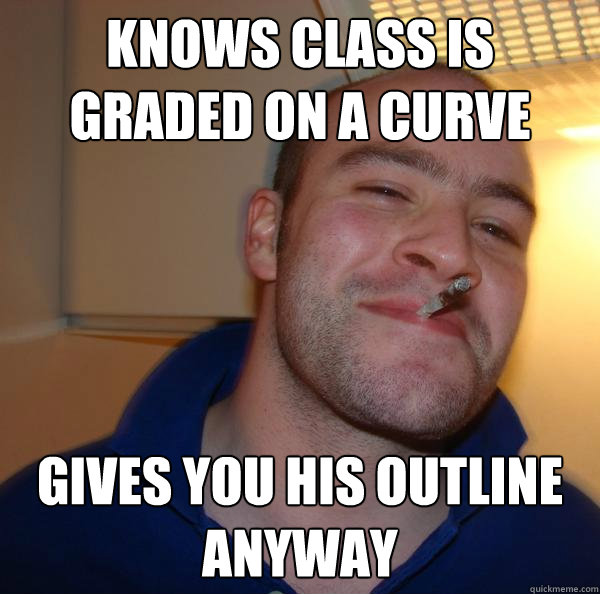 Knows class is graded on a curve Gives you his outline anyway - Knows class is graded on a curve Gives you his outline anyway  Misc