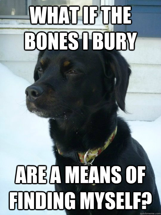 What if the bones I bury are a means of finding myself? - What if the bones I bury are a means of finding myself?  Philosophical Puppy