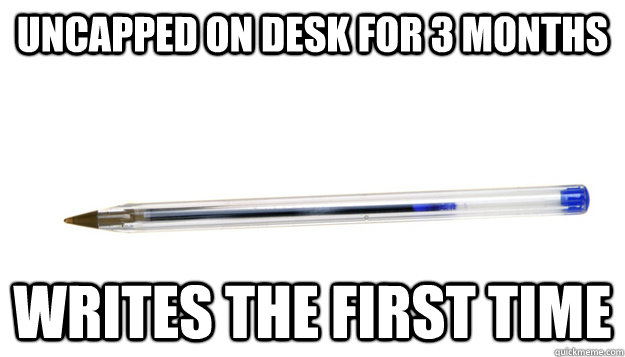 uncapped on desk for 3 months writes the first time - uncapped on desk for 3 months writes the first time  Good Guy Pen