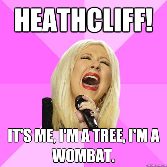 Heathcliff! It's me, I'm a tree, I'm a wombat.  Wrong Lyrics Christina