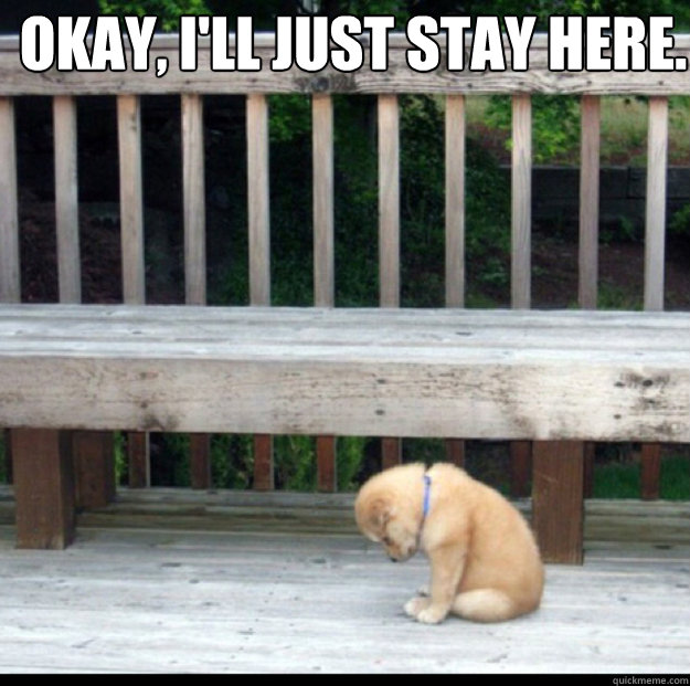 Okay, i'll just stay here.  - Okay, i'll just stay here.   Sad Puppy