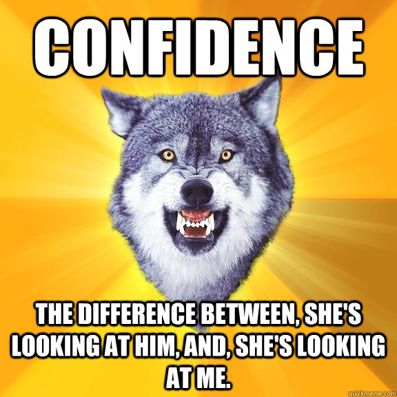 Confidence The difference between, She's looking at him, and, She's looking at me.  Courage Wolf