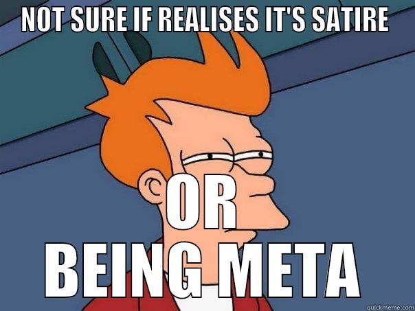 NOT SURE IF REALISES IT'S SATIRE OR BEING META Futurama Fry