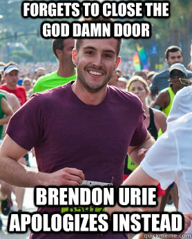 FORGETS TO CLOSE THE GOD DAMN DOOR BRENDON URIE APOLOGIzES instead  Ridiculously photogenic guy
