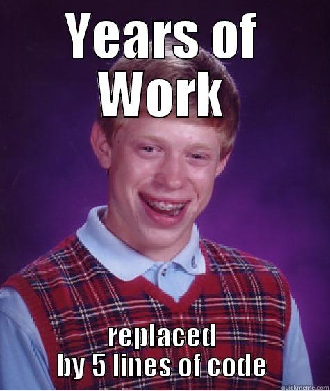 YEARS OF WORK REPLACED BY 5 LINES OF CODE Bad Luck Brian
